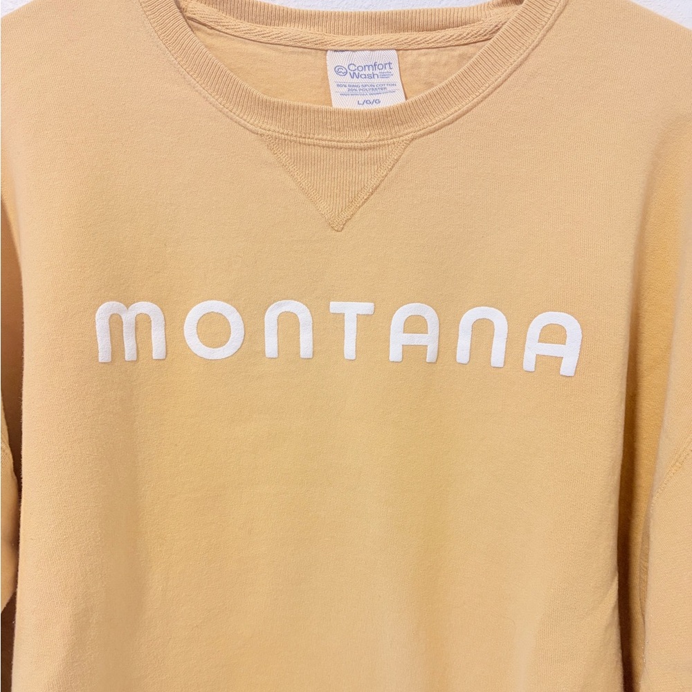 Comfort Wash Montana Puff Print Crewneck Sweatshirt Yellow Unisex Large - Picture 4 of 5